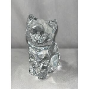 Vintage PRINCESS HOUSE Clear Glass Cat Paperweight Figurine 3 1/2”